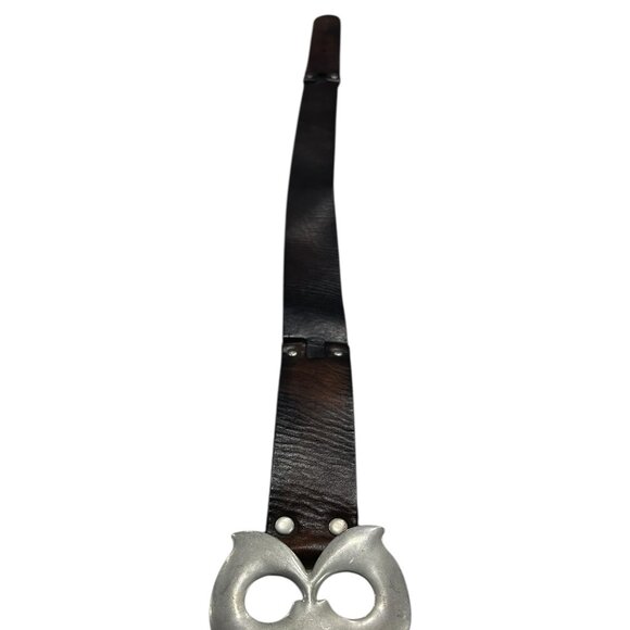 Vintage GAP Brown Leather Belt • Large Silver Statement Buckle • Studded Waist - Picture 5 of 6